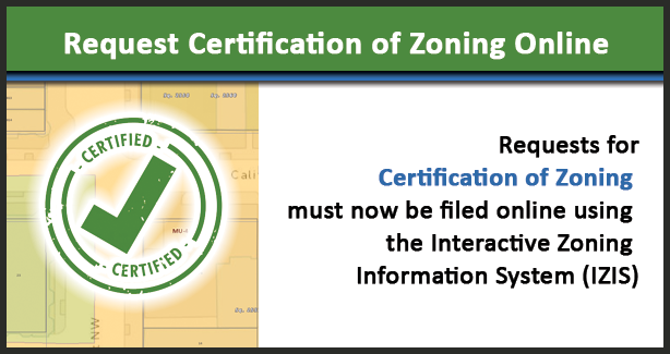 Image with the text Request Certification of Zoning Online